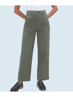 EVERLANE Organic Wide Leg Army Green Hi Rise Pants Size 4